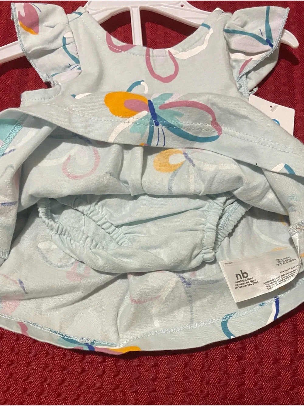 Carter's Light Blue Butterfly Ruffle Sleeve Dress
